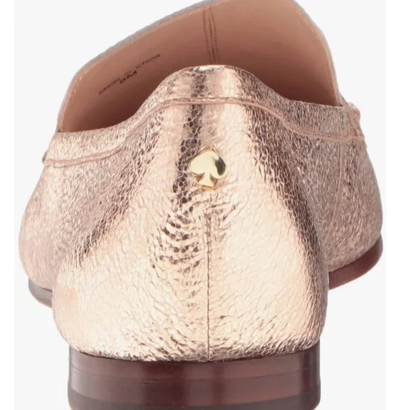 Kate Spade New York Womens Carima Rose Gold Crackle Metallic Nappa 6 New Loafers - Picture 4 of 7